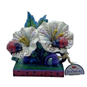 Vtg Jim Shore Heartwood Creek LOVE BUGS Morning Glory Flowers Figurine #4037653